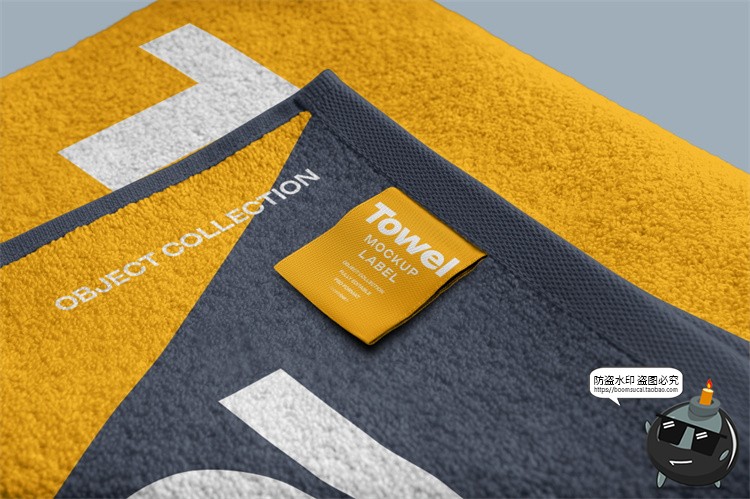 毛巾浴巾面巾纯棉沙滩巾印花图案贴图效果图展示样机PSD模板素材-设计猿