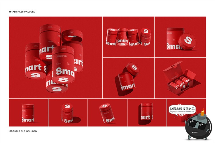 图片[2]-圆形卷筒纸管文创礼盒零食产品礼品茶叶包装盒PSD样机展示PS素材-设计猿