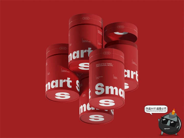 图片[11]-圆形卷筒纸管文创礼盒零食产品礼品茶叶包装盒PSD样机展示PS素材-设计猿