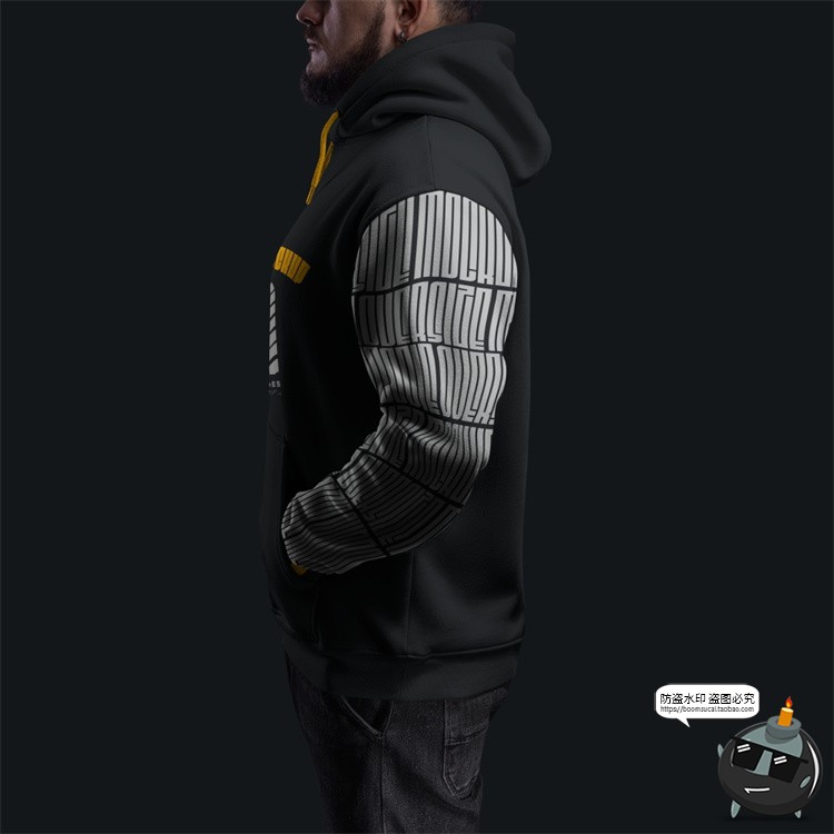 图片[4]-潮牌Oversize连帽卫衣上装外套服装男模特展示效果图样机PSD素材-设计猿