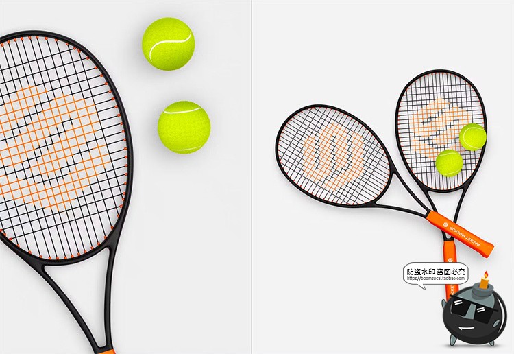 图片[5]-网球拍训练球拍线logo标识贴图模型智能展示效果图PSD样机PS素材-设计猿