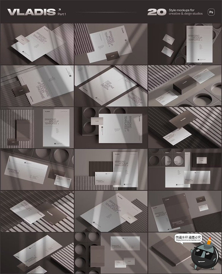 图片[1]-商务品牌VI提案办公文具A4纸名片笔记簿展示贴图PSD模板样机素材-设计猿