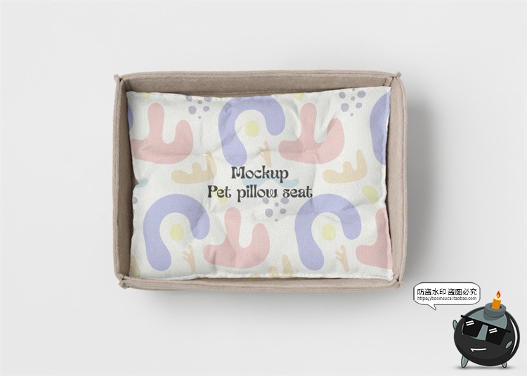 图片[1]-宠物用品猫窝狗窝睡窝logo印花效果图vi提案展示贴图样机PSD素材-设计猿