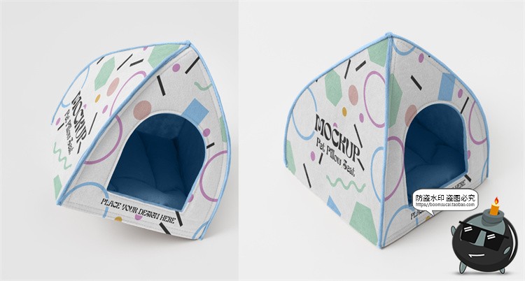 图片[12]-宠物用品猫窝狗窝睡窝logo印花效果图vi提案展示贴图样机PSD素材-设计猿