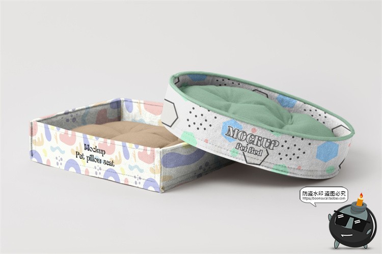 图片[27]-宠物用品猫窝狗窝睡窝logo印花效果图vi提案展示贴图样机PSD素材-设计猿