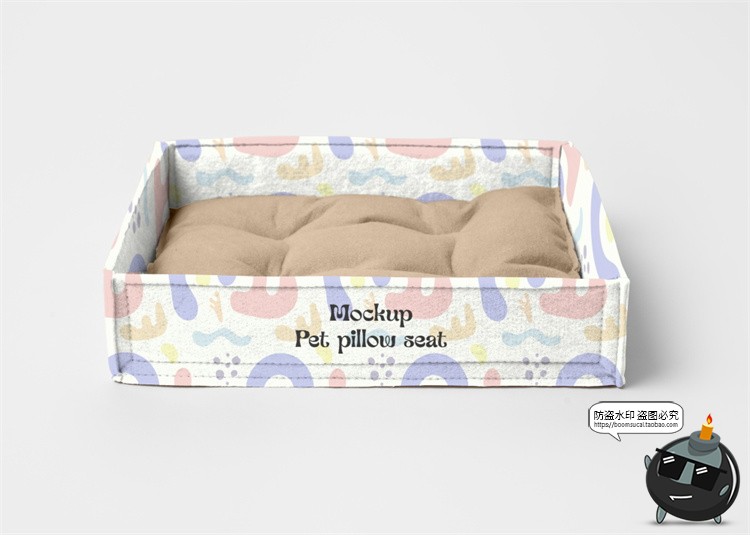 宠物用品猫窝狗窝睡窝logo印花效果图vi提案展示贴图样机PSD素材-设计猿