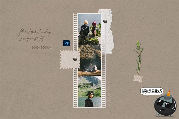图片[7]-拍立得情绪版照片相片相纸撕纸边缘样机贴图效果展示PSD模板素材-设计猿
