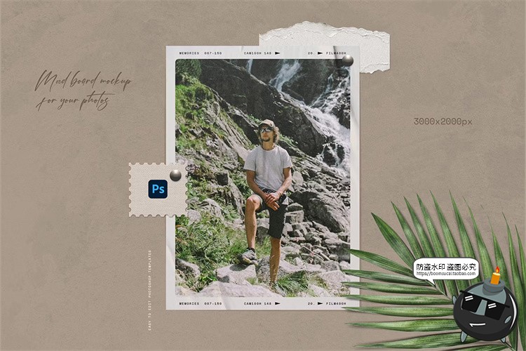 图片[9]-拍立得情绪版照片相片相纸撕纸边缘样机贴图效果展示PSD模板素材-设计猿
