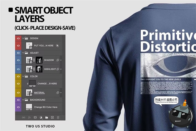 图片[5]-长袖圆领运动T恤衫上衣修身logo图案印花贴图样机PSD模板PS素材-设计猿