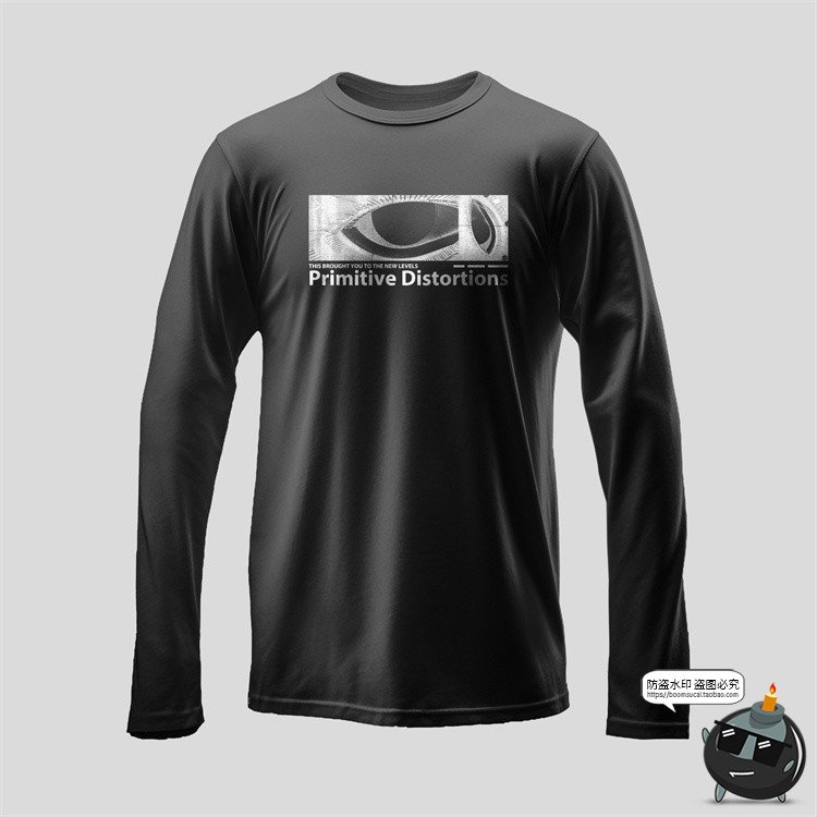 长袖圆领运动T恤衫上衣修身logo图案印花贴图样机PSD模板PS素材-设计猿