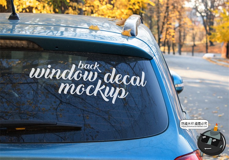 图片[2]-汽车车窗玻璃贴纸贴花图案外观效果展示贴图样机PSD模板PS素材-设计猿