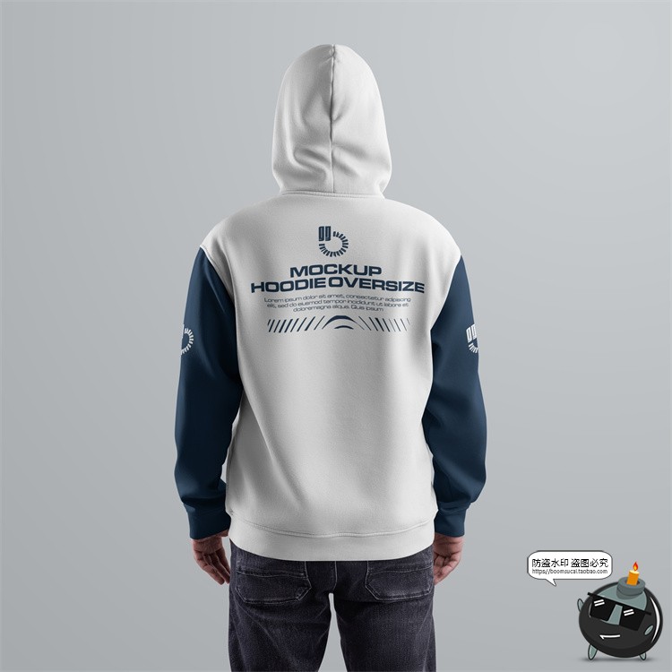 图片[4]-大码Oversize潮牌连帽卫衣带帽模特展示效果帽衫服装样机PSD素材-设计猿