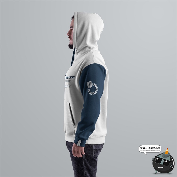 图片[5]-大码Oversize潮牌连帽卫衣带帽模特展示效果帽衫服装样机PSD素材-设计猿