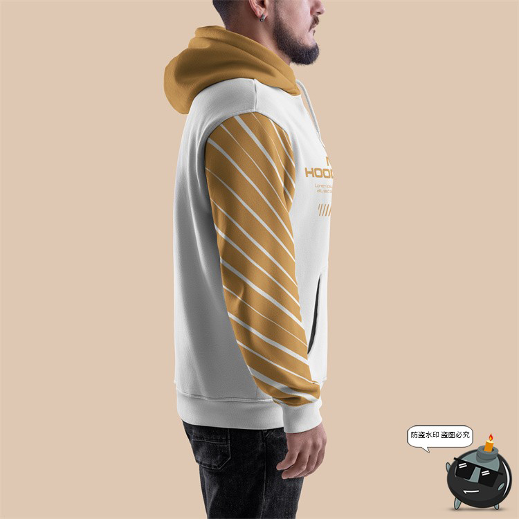 图片[4]-大码Oversize男装长袖连帽卫衣外套服装模特效果展示样机PSD素材-设计猿