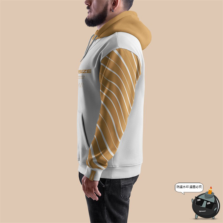 图片[5]-大码Oversize男装长袖连帽卫衣外套服装模特效果展示样机PSD素材-设计猿