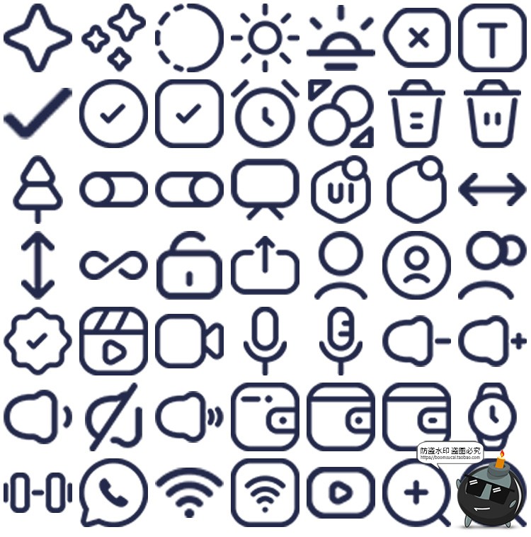 用户界面软件系统App网页个人中心通用基础AI线性icon图标PNG素材-设计猿