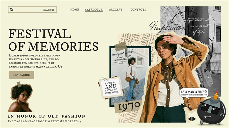 复古英伦拼贴风艺术服装品牌图文海报排版剪贴画撕纸PSD模板素材-设计猿