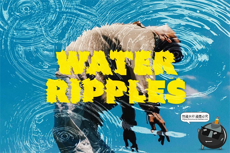 图片[1]-水波纹涟漪水面波动图像照片折射合成滤镜特效样机PSD模板PS素材-设计猿