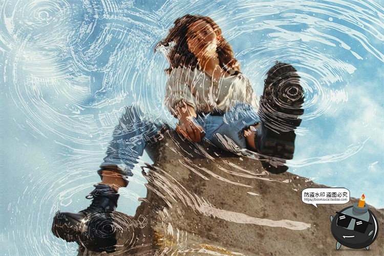 图片[2]-水波纹涟漪水面波动图像照片折射合成滤镜特效样机PSD模板PS素材-设计猿