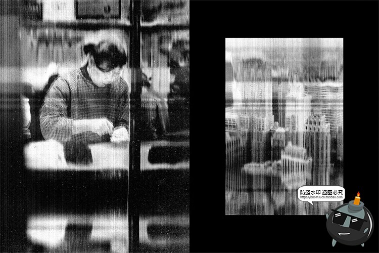 图片[2]-潮流复古单色黑白影印故障风拉伸扭曲图滤镜样机特效PSD模板素材-设计猿