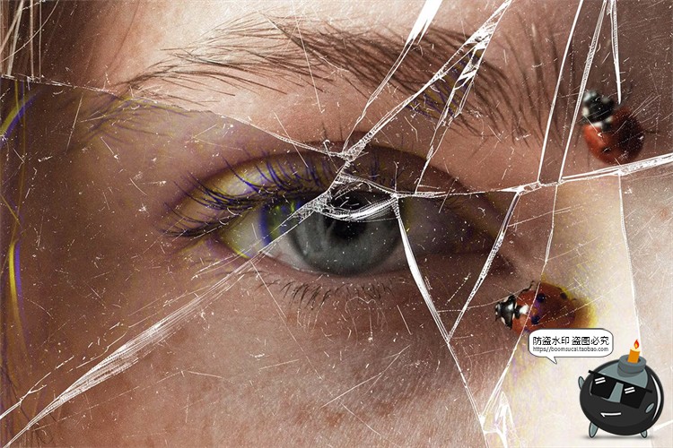 图片[3]-玻璃破碎裂纹划痕效果照片人像修图后期合成特效样机PSD模板素材-设计猿