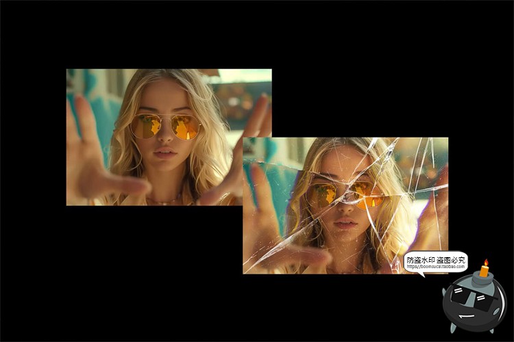 图片[4]-玻璃破碎裂纹划痕效果照片人像修图后期合成特效样机PSD模板素材-设计猿