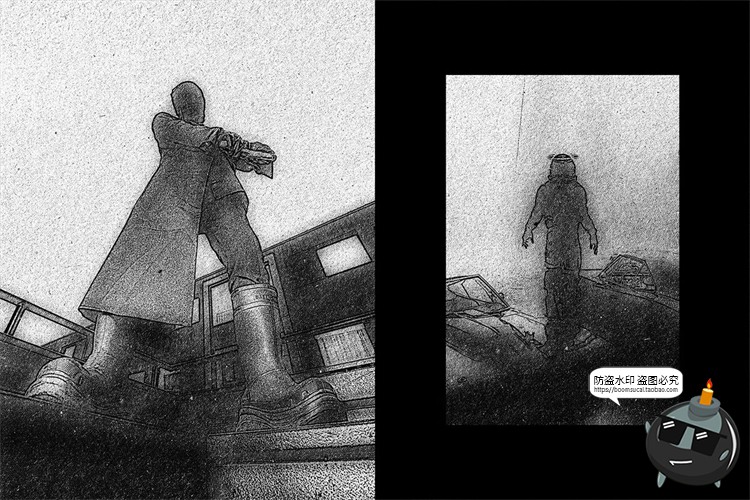 图片[2]-黑白单色素描照片线稿碳素铅笔效果海报漫画特效样机PSD模板素材-设计猿