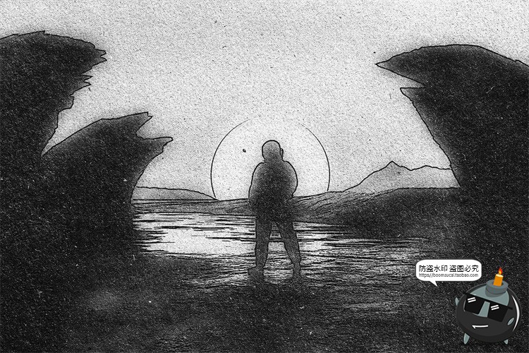 图片[7]-黑白单色素描照片线稿碳素铅笔效果海报漫画特效样机PSD模板素材-设计猿