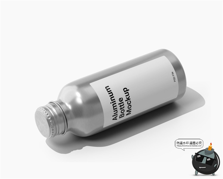 图片[5]-金属铝瓶潮牌饮料茶饮品牌保温杯包装设计贴图样机PSD模板PS素材-设计猿