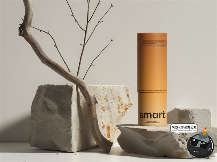 图片[3]-侘寂自然艺术圆形纸管文创纸筒文具产品包装展示样机PSD模板素材-设计猿