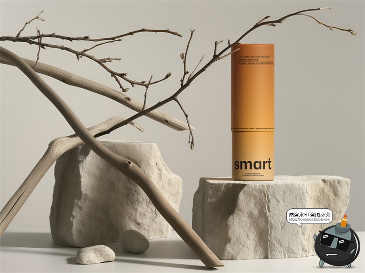 图片[4]-侘寂自然艺术圆形纸管文创纸筒文具产品包装展示样机PSD模板素材-设计猿