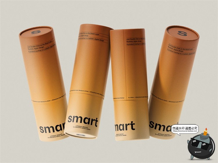 图片[5]-侘寂自然艺术圆形纸管文创纸筒文具产品包装展示样机PSD模板素材-设计猿