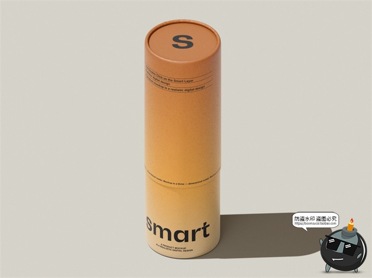 图片[6]-侘寂自然艺术圆形纸管文创纸筒文具产品包装展示样机PSD模板素材-设计猿