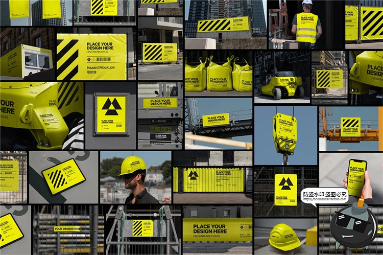 图片[1]-施工建筑工地建设工程招贴海报品牌VI应用提案样机PSD模板PS素材-设计猿