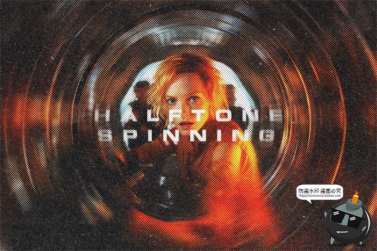 图片[1]-潮流旋转旋涡迷幻复古扭曲半调颗粒照片滤镜样机特效模板PSD素材-设计猿