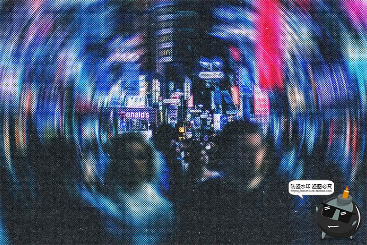 图片[5]-潮流旋转旋涡迷幻复古扭曲半调颗粒照片滤镜样机特效模板PSD素材-设计猿