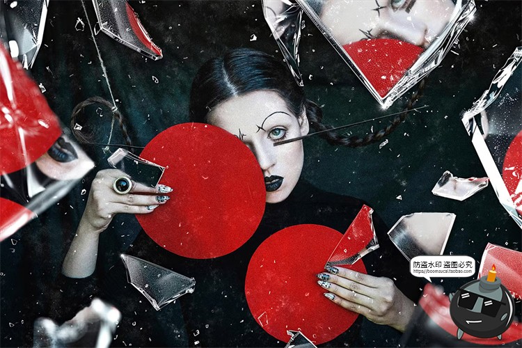 图片[3]-创意时尚潮流碎玻璃颗粒破裂爆炸飞溅图像照片特效样机海报PS素材-设计猿