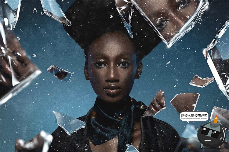 图片[4]-创意时尚潮流碎玻璃颗粒破裂爆炸飞溅图像照片特效样机海报PS素材-设计猿