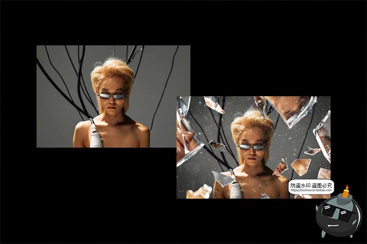 图片[6]-创意时尚潮流碎玻璃颗粒破裂爆炸飞溅图像照片特效样机海报PS素材-设计猿