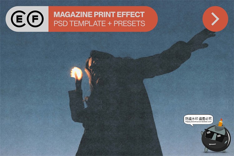 图片[1]-潮流复古人物图片做旧颗粒噪点杂志照片效果滤镜样机PSD模板素材-设计猿