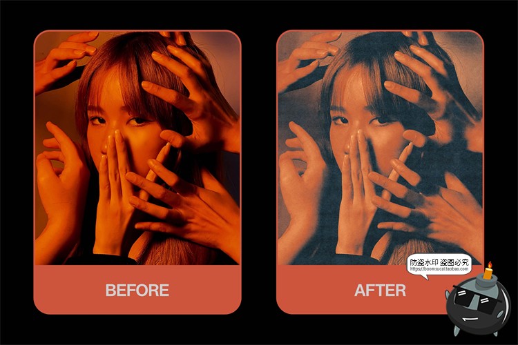 图片[3]-潮流复古人物图片做旧颗粒噪点杂志照片效果滤镜样机PSD模板素材-设计猿