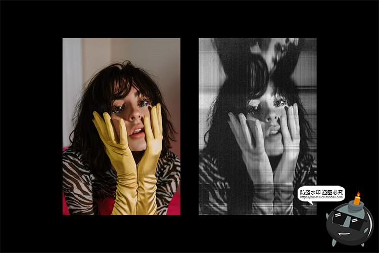 图片[4]-黑白照片图像扫描打印影印失真抖动故障扭曲特效样机PSD模板素材-设计猿