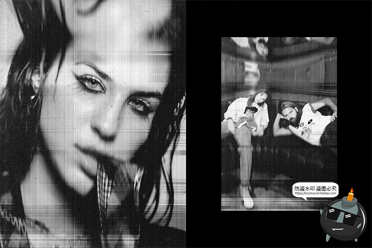 图片[7]-黑白照片图像扫描打印影印失真抖动故障扭曲特效样机PSD模板素材-设计猿