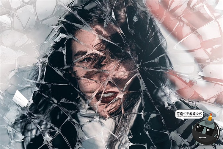 图片[3]-玻璃碎裂冰裂裂痕破碎特效效果照片图像后期合成样机PSD模板素材-设计猿