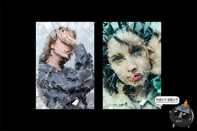 图片[6]-玻璃碎裂冰裂裂痕破碎特效效果照片图像后期合成样机PSD模板素材-设计猿