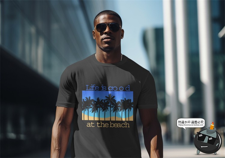 图片[8]-修身短袖T恤男女模特上衣服装户外街拍展示效果图样机PSD模板素材-设计猿