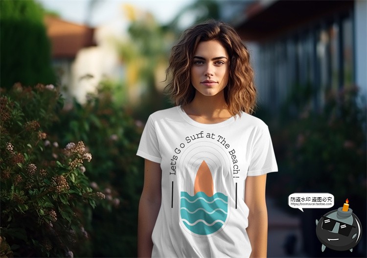 图片[9]-修身短袖T恤男女模特上衣服装户外街拍展示效果图样机PSD模板素材-设计猿