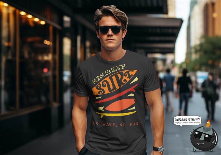 图片[10]-修身短袖T恤男女模特上衣服装户外街拍展示效果图样机PSD模板素材-设计猿