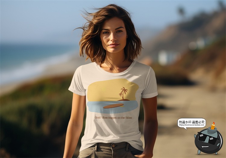 图片[13]-修身短袖T恤男女模特上衣服装户外街拍展示效果图样机PSD模板素材-设计猿