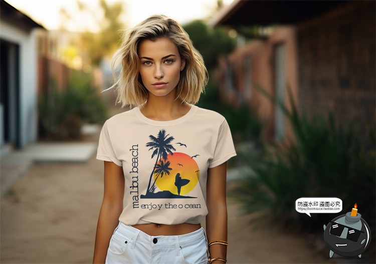 图片[16]-修身短袖T恤男女模特上衣服装户外街拍展示效果图样机PSD模板素材-设计猿